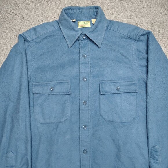 Vintage LL Bean Chamois Cloth Shirt Size Large Tall Blue Pastel Made In USA - Picture 3 of 8